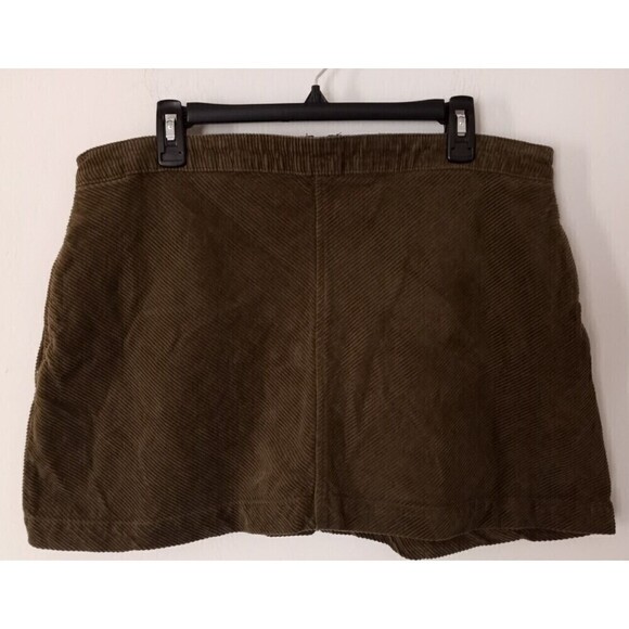 BP Nordstrom Mini Skirt Women's Army Green Corduroy Flared Size XL Zippered - Picture 1 of 6